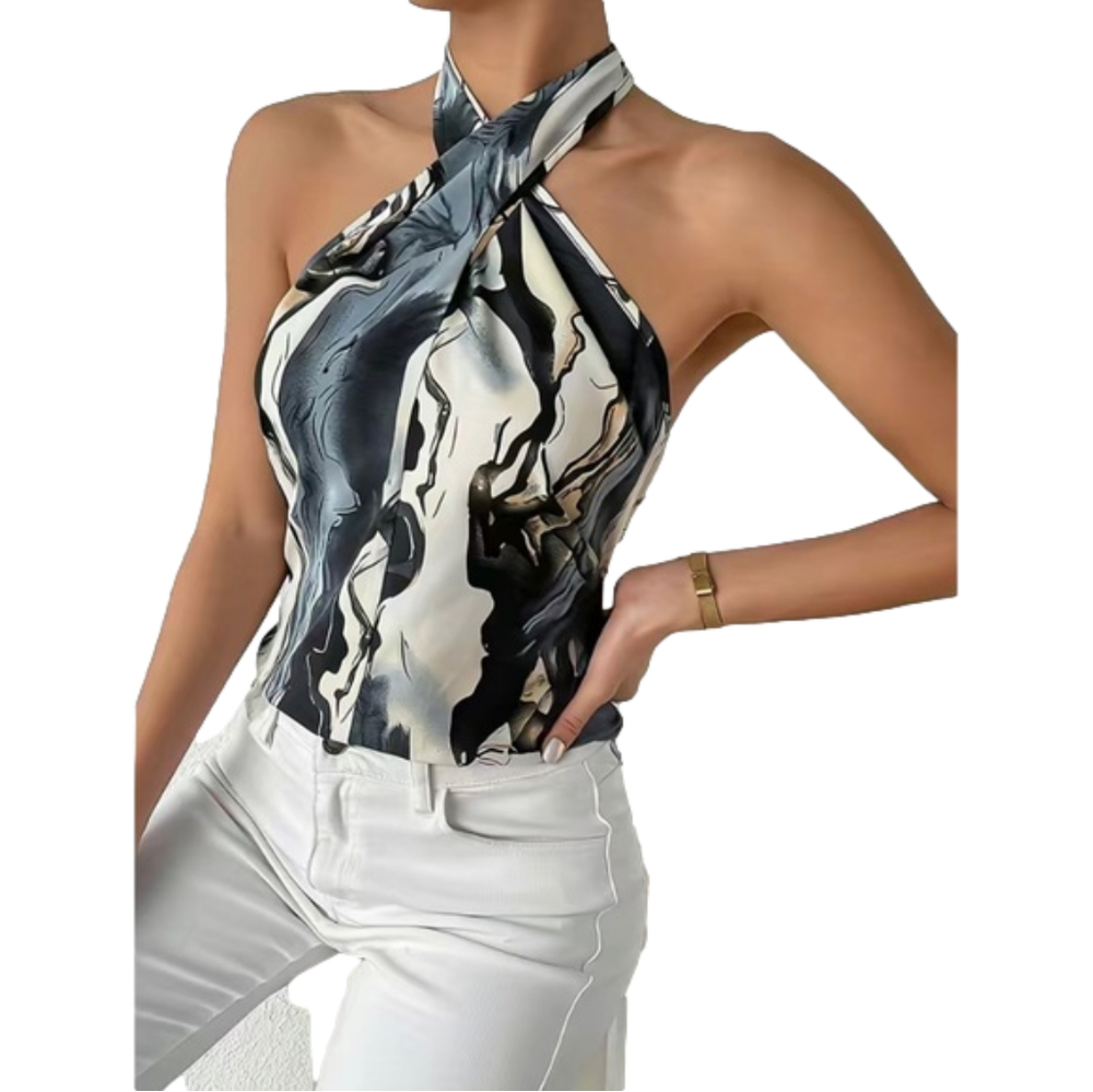 Passion Boho Tie Dye Tie Back Halter Top - Picture 2 of 6